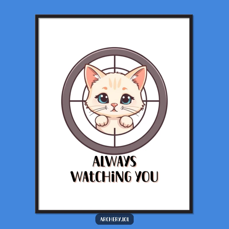 Funny Curious Cat Poster: Peek-a-Boo Art for a Hilarious Gift