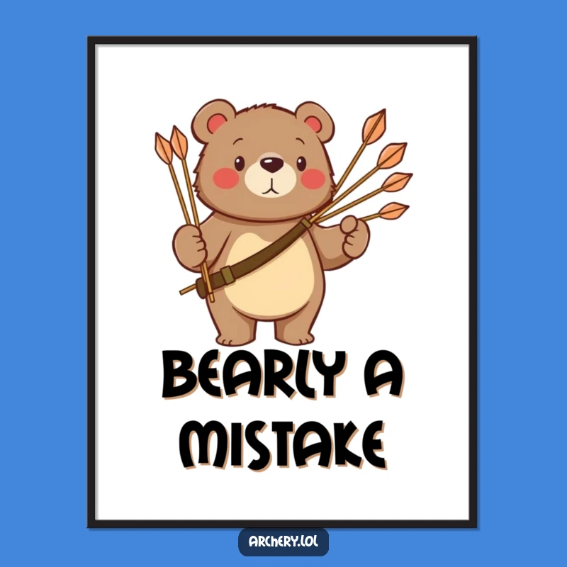Proud Bear Archer Poster: Funny Animal Art, Majestic Wall Decor Gift