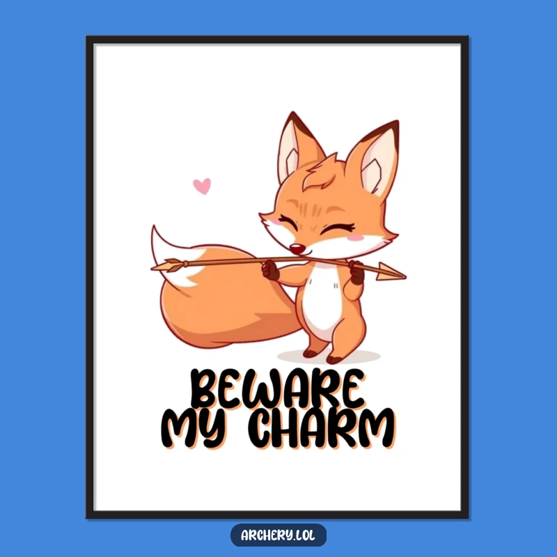 Funny Mischievous Fox Poster: Winking Archer Art, Whimsical Wall Decor, Gift