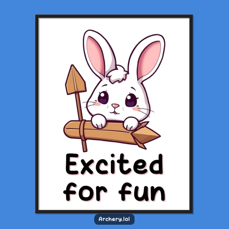 Funny Curious Rabbit Poster: Excited Bunny Archer Art, Whimsical Decor, Gift