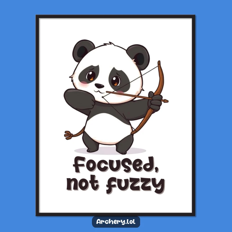 Funny Determined Panda Poster Focused Bow Art Gift Decor