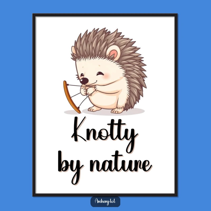 Funny Hedgehog Bow Making Poster: A Curious Critter's Tiny Craft Display