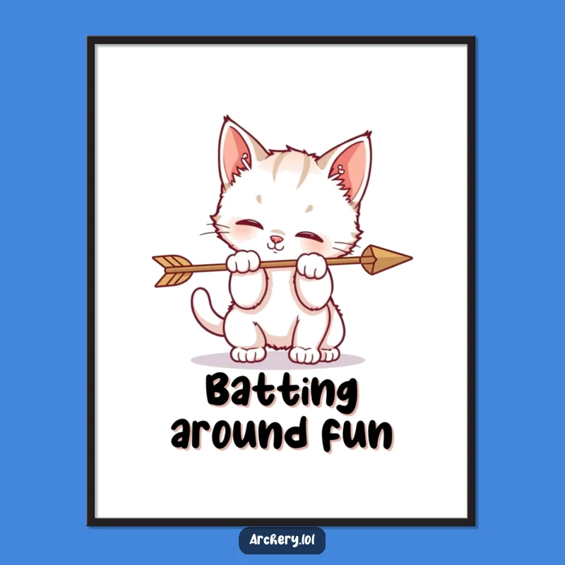 Funny Kitten Arrow Play Poster Adorable Chaos Art Gift Decor