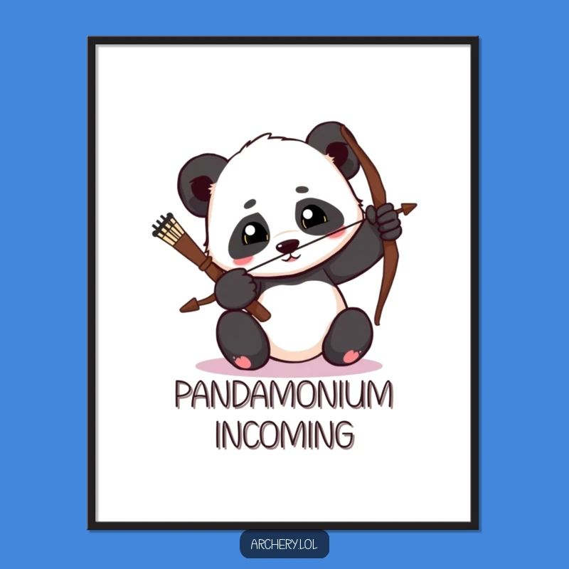 Funny Panda Archer Poster: Focused Feline Art, Determined Decor Gift