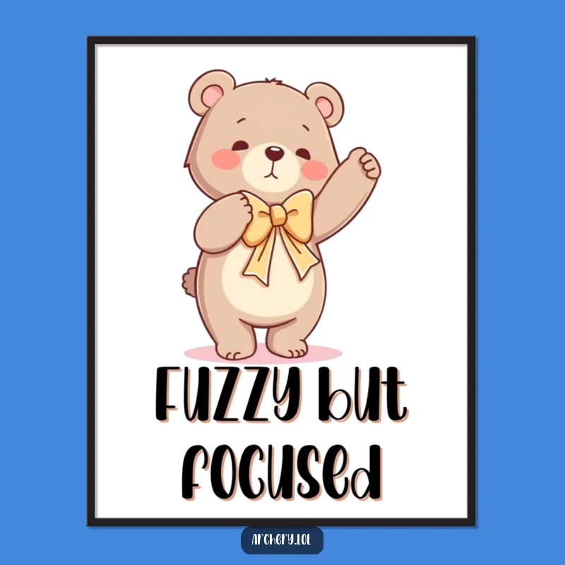 Funny Dancing Bear Poster Hilarious Bow Drawing Art Gift Decor