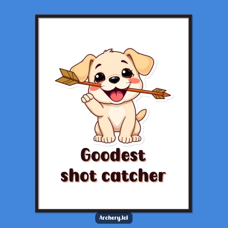 Funny Puppy Archer Poster: Playful Pup Art for a Hilarious Gift