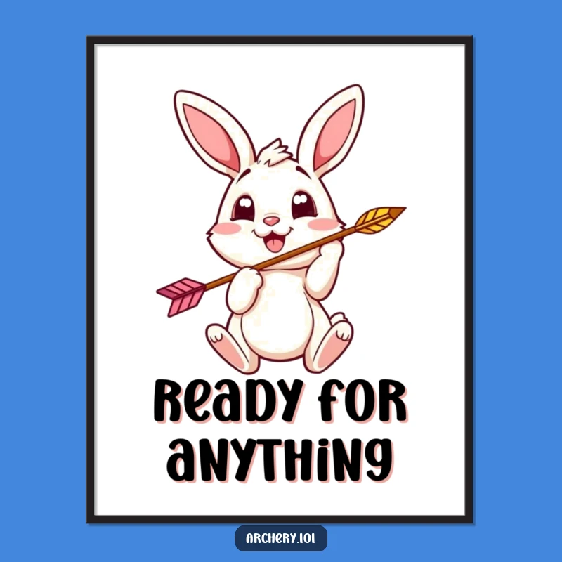 Funny Bunny Archer Poster: Cheerful Art, Unique Funny Gift Decor