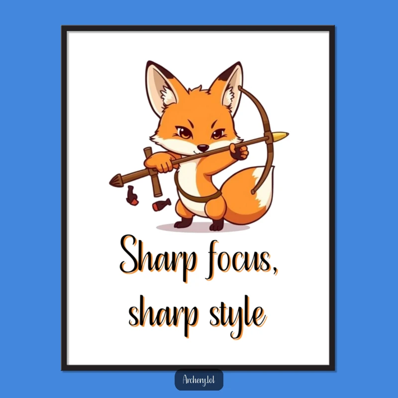 Funny Fox Archer Poster: Determined Fox Art, Great Funny Gift for Wall Decor