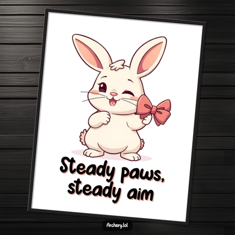 Funny Rabbit Archer Poster: A determined rabbit aims its bow and arrow, adding a humorous touch to wall art.