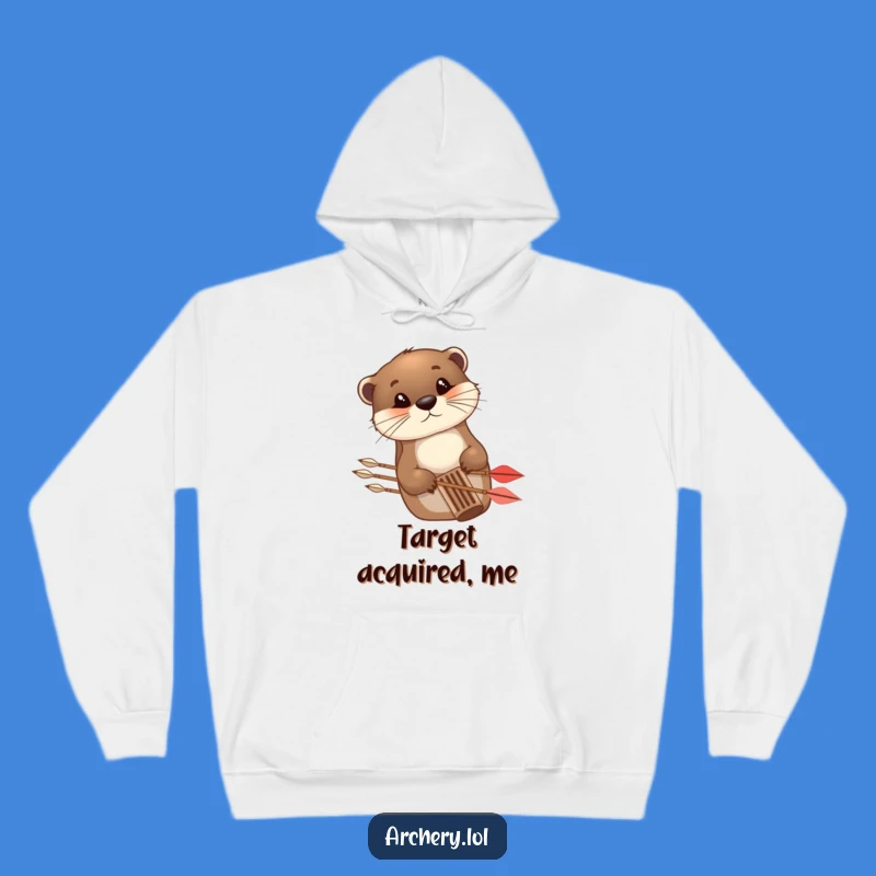 Cozy Funny Otter Archer Hoodie - Warm & Hilarious Gift for Outdoor Lovers