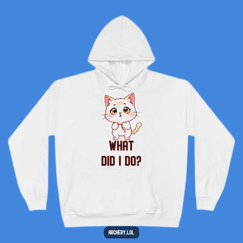 Funny Surprised Cat Hoodie: Cozy & Shocking Wide-Eyed Archer Design, Gift Idea
