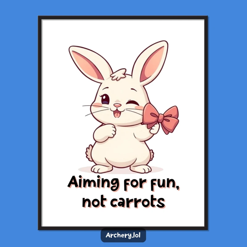Funny Free Printable Wall Art: Determined Rabbit Archer, Downloadable Quirky Decor