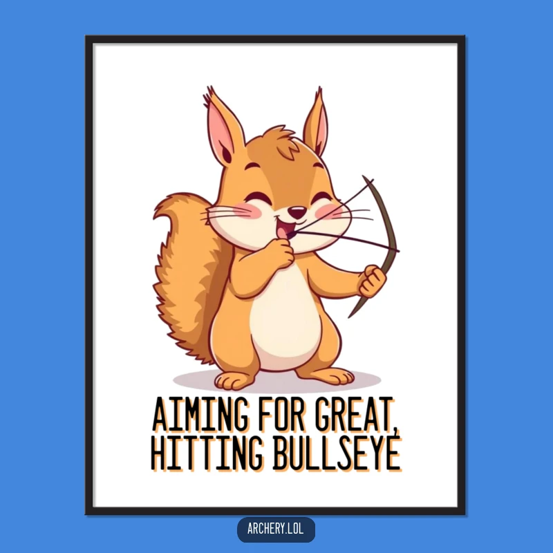 Funny Free Printable Wall Art: Focused Squirrel Archer, Humorous Downloadable Decor for Nature Lovers