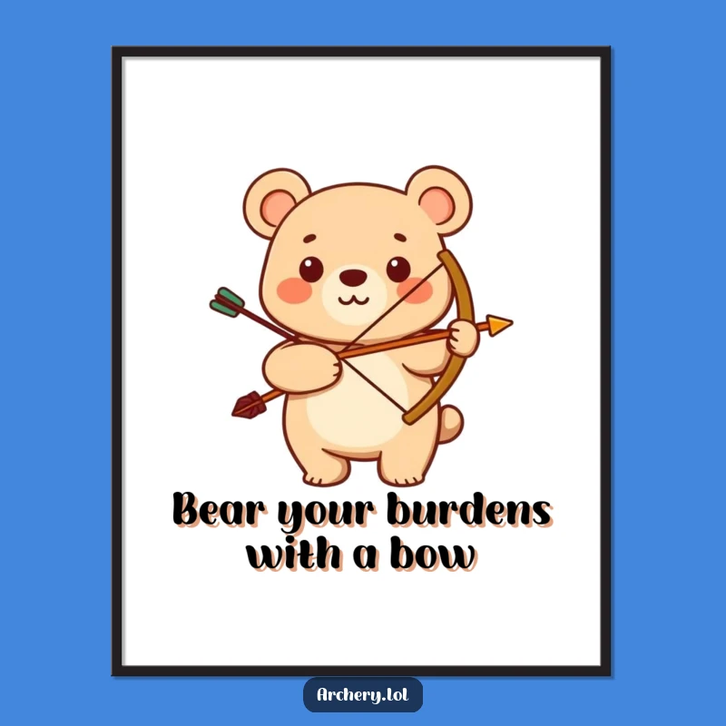 Free Printable Wall Art: Proud Bear Archer - Strong, Humorous Downloadable Decor