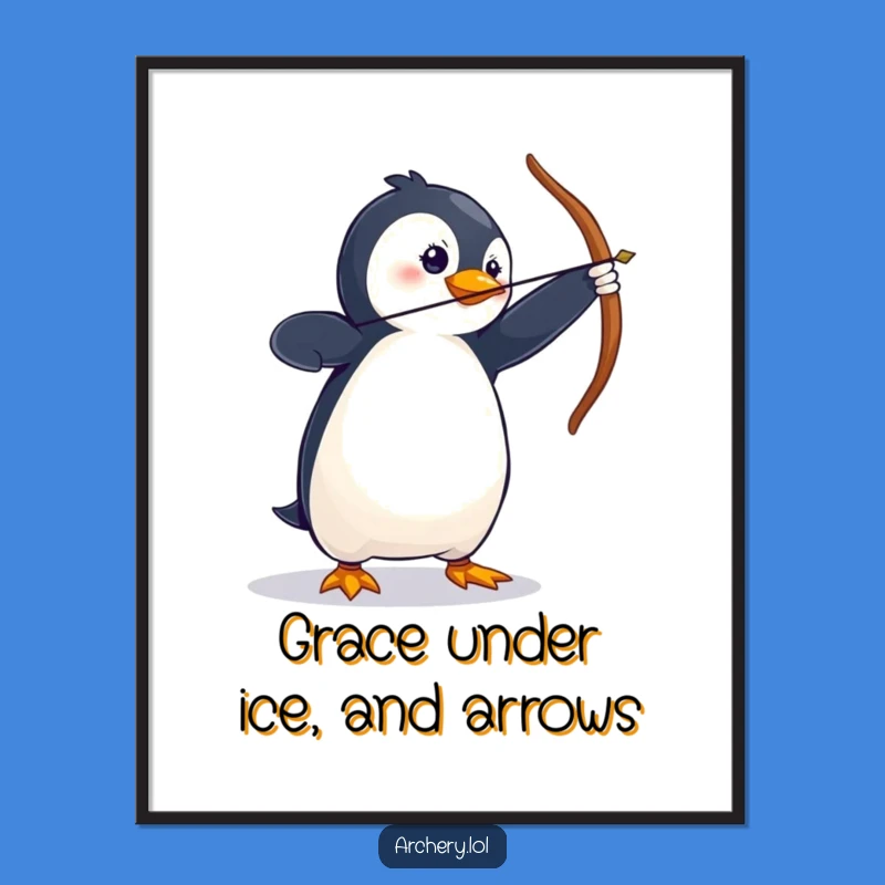Free Printable Penguin Wall Art: Funny Archer Stance Animal Decor Downloadable