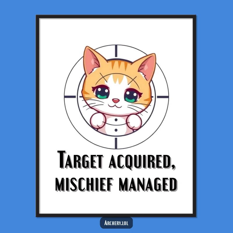 Free Printable Wall Art: Curious Cat Archer - Whimsical Downloadable Decor for Walls