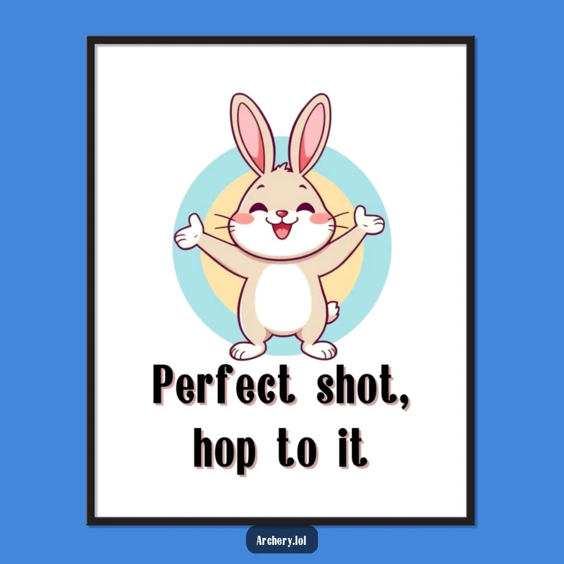 Free Printable Wall Art: Rabbit's Bullseye Celebration, Hilarious Downloadable Decor