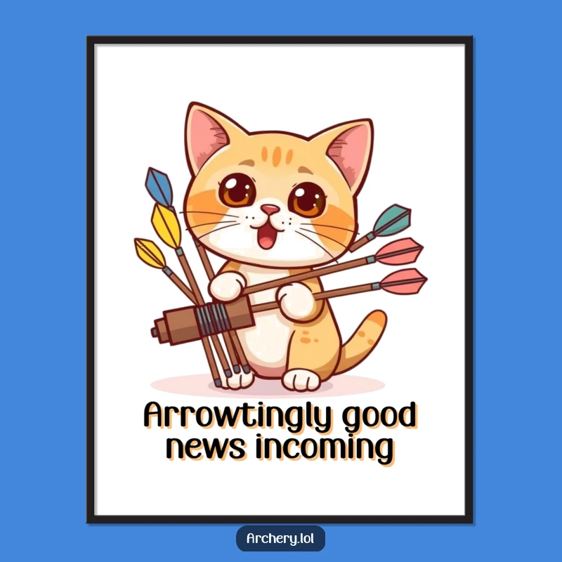 Free Printable Wall Art: Surprised Cat Archer - Whimsical Downloadable Art for Cat Lovers