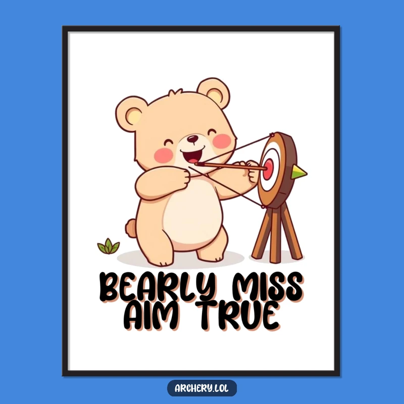 Funny Free Printable Wall Art: Happy Bear Archer, Whimsical Downloadable Decor