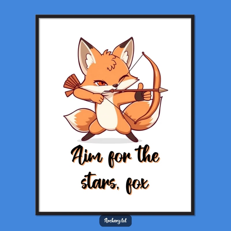 Funny Free Printable Wall Art: Winking Fox Archer Pose, Dynamic Downloadable Decor