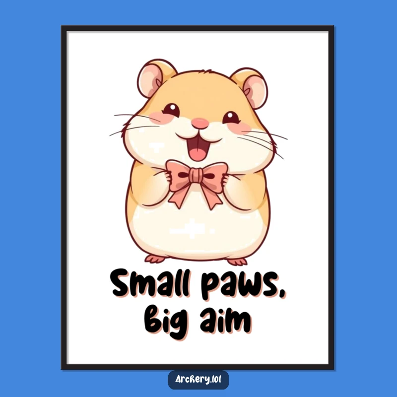 Free Printable Funny Hamster Wall Art: Determined Archer, Downloadable Art Gift!
