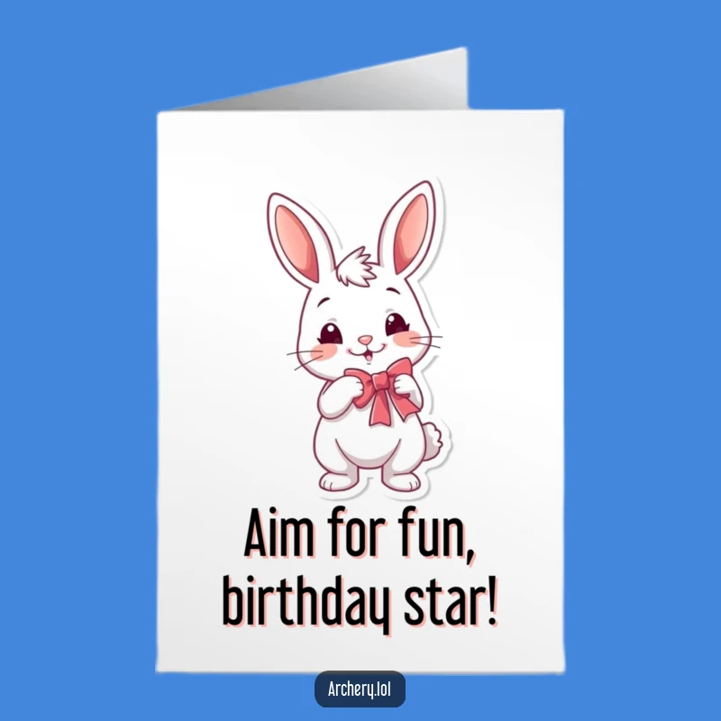 Free Printable Birthday Card: Funny Rabbit Archer Aiming for Smiles