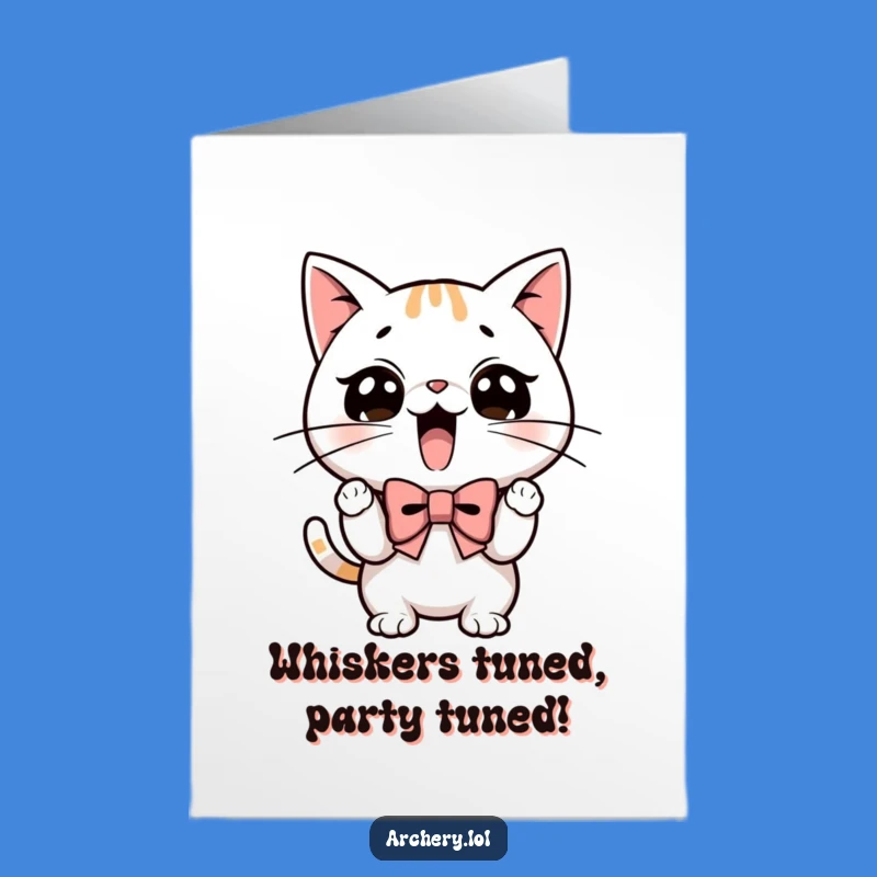 Free Printable Birthday Card: Funny Cat Archer Ready to Strike Humor