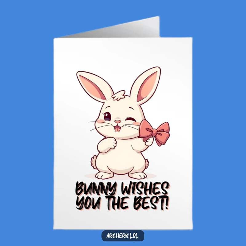 Free Printable Birthday Card: Funny Rabbit Archer Aiming for Fun