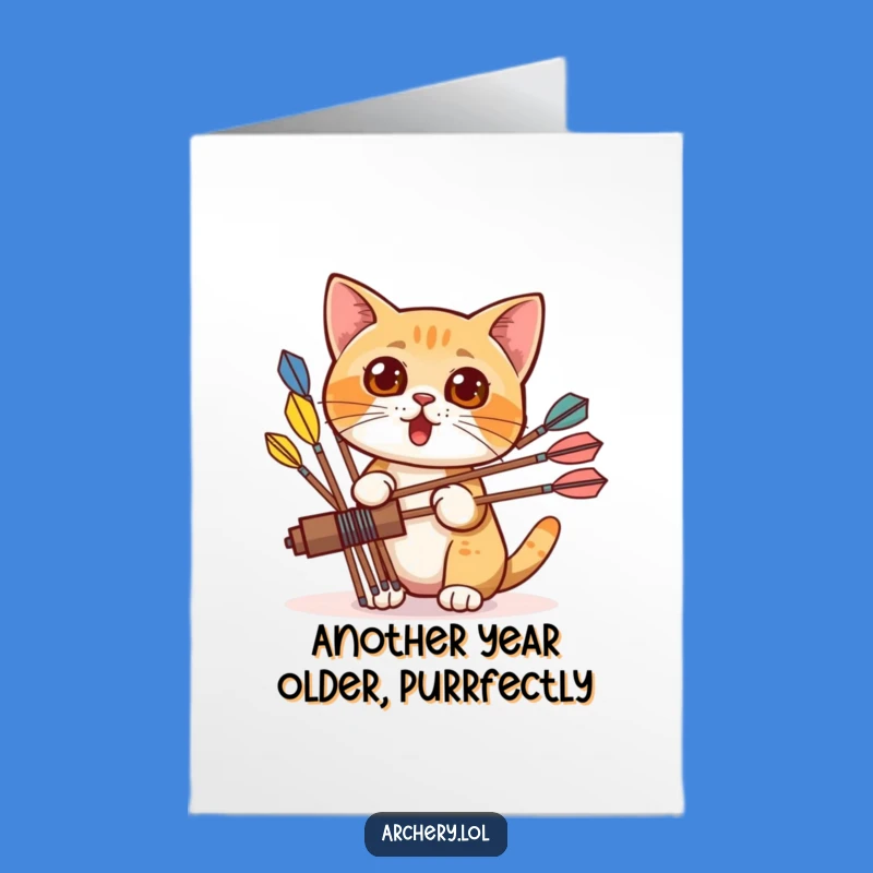 Free Printable Birthday Card: Surprised Cat Archer - Funny Downloadable for a Purrfect Day