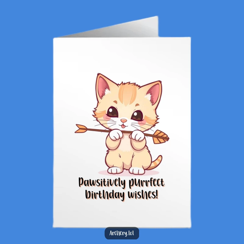 Free Printable Kitten Birthday Card: Funny Cat Arrow Design for a Purrfectly Hilarious Celebration
