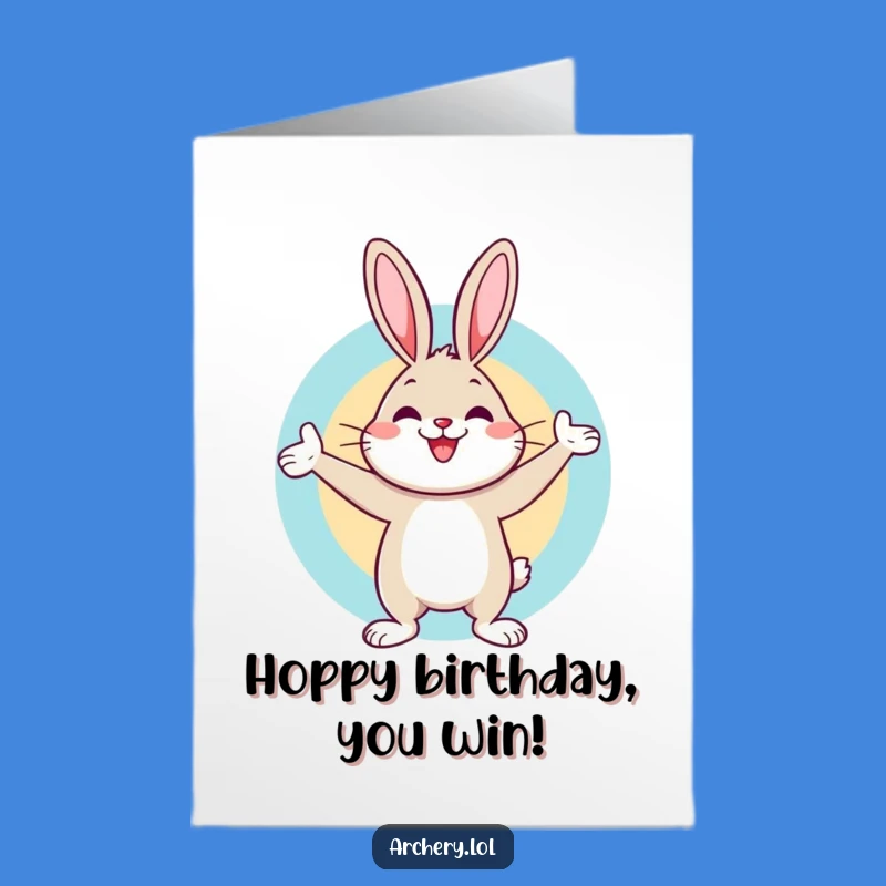 Free Printable Birthday Card: Rabbit's Bullseye, Cheerful Downloadable Celebration