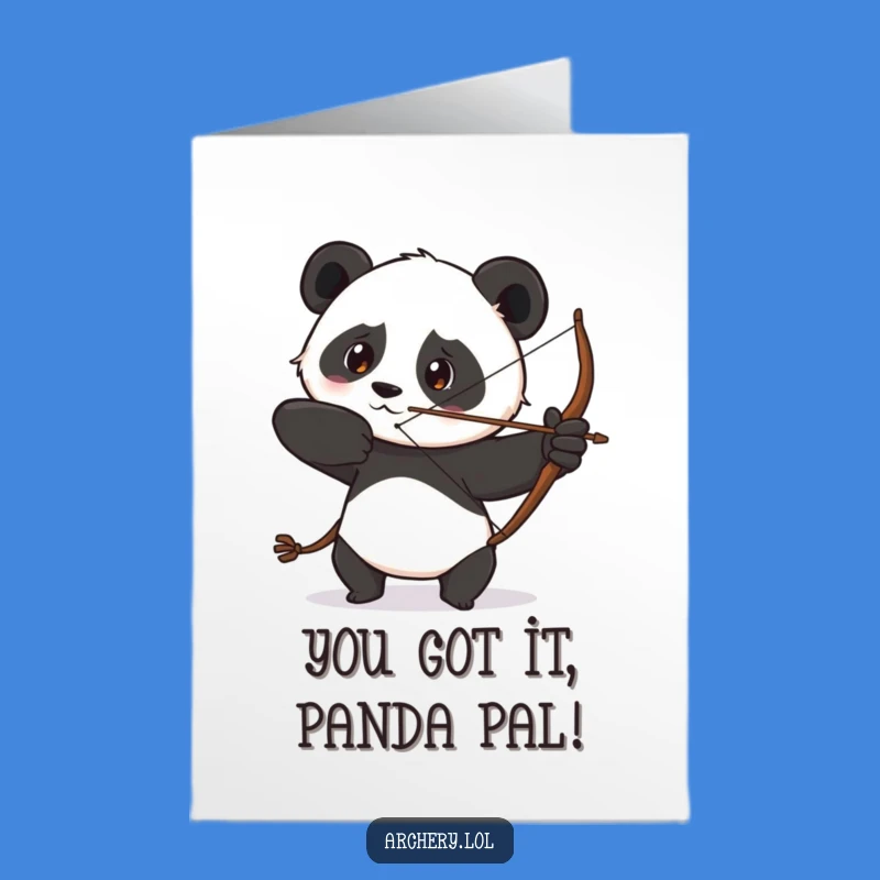 Free Printable Congrats Card: Panda Bow Focus, Goal-Oriented Downloadable Humorous Gift