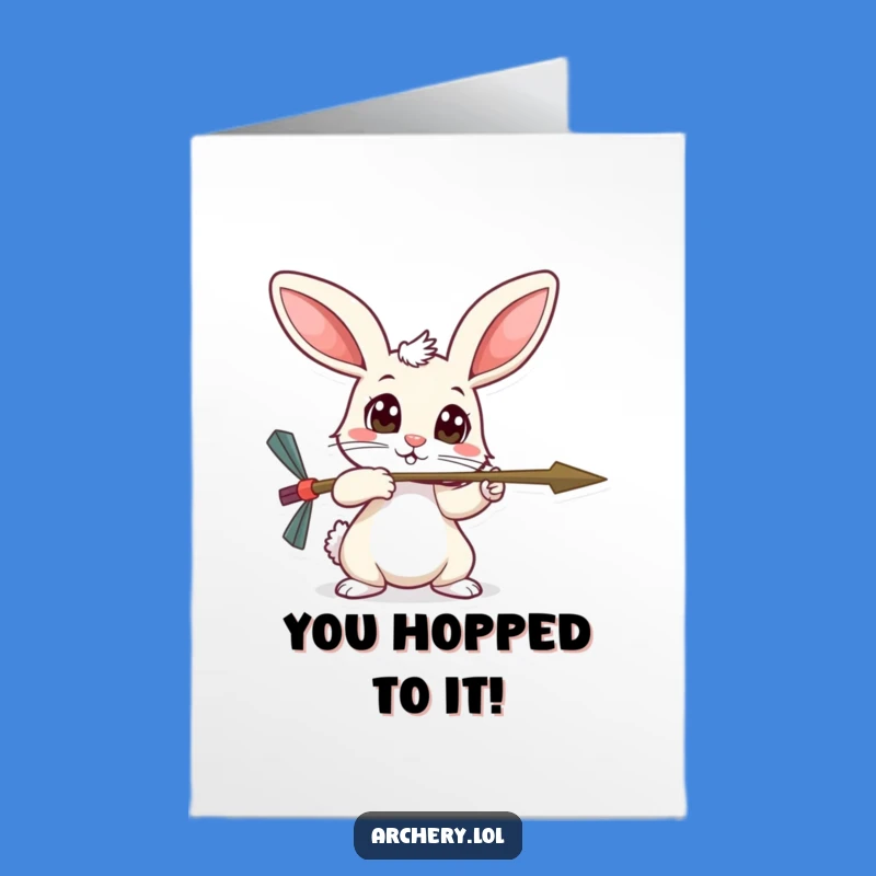 Free Printable Congrats Card: Timid Rabbit Archery, Funny Downloadable Achievement Gift
