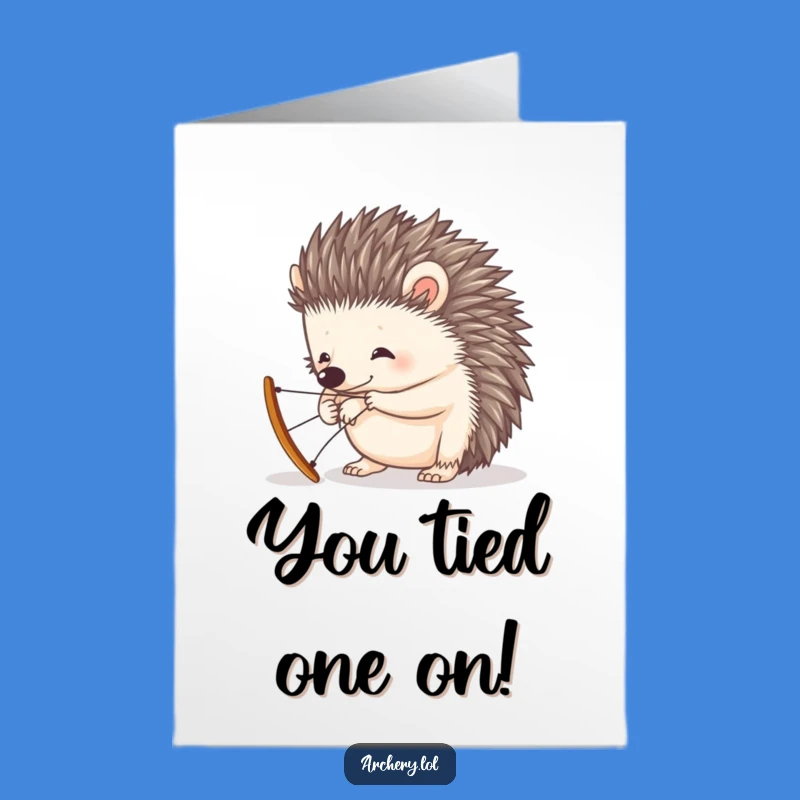 Free Printable Congratulations Card: Hedgehog Bow Attempt, Humorous Downloadable Gift