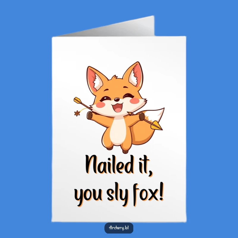 Free Printable Congratulations Card: Fox Archer's Victory - Downloadable Triumph