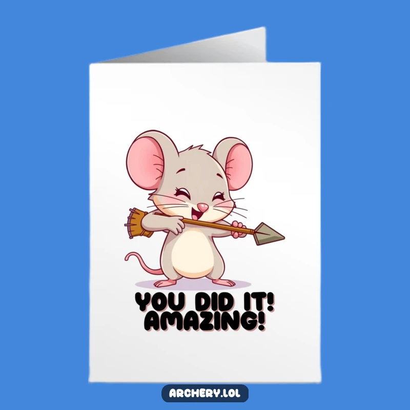 Free Printable Congrats Card: Mouse's Victorious Shot - Funny Downloadable for Big Wins!