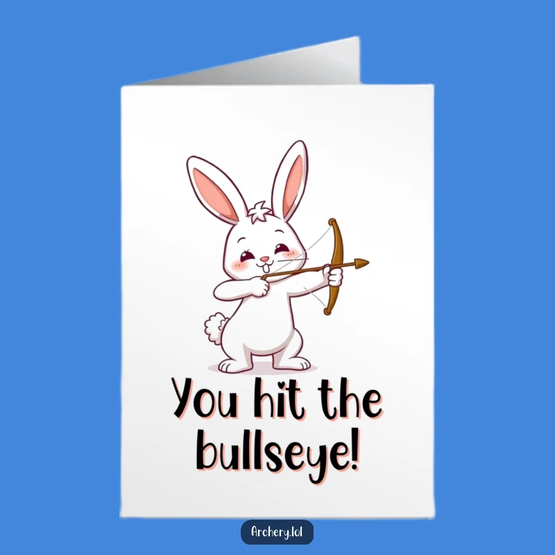 Free Printable Congrats Card: Bunny Archer Success - Aimed for a Win Downloadable