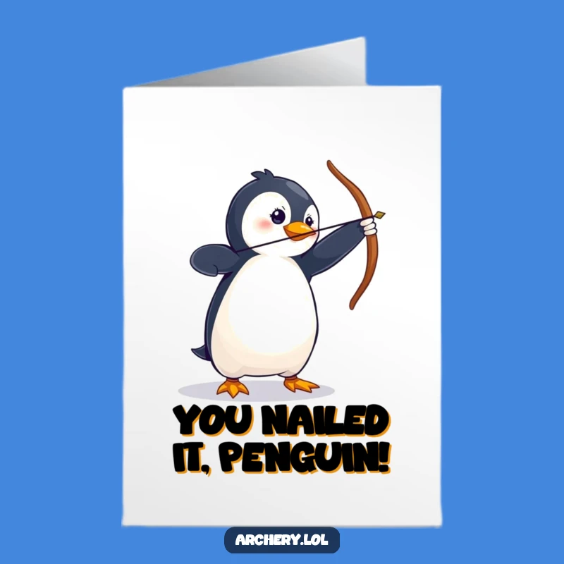 Free Printable Penguin Congrats Card: Wobbly Archer Animal Congratulations Downloadable