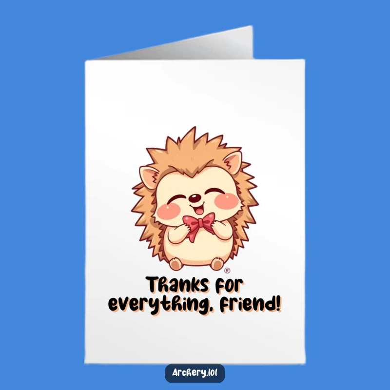 Free Printable Hedgehog Thank You Card: Giggling Archer Animal Gratitude Downloadable