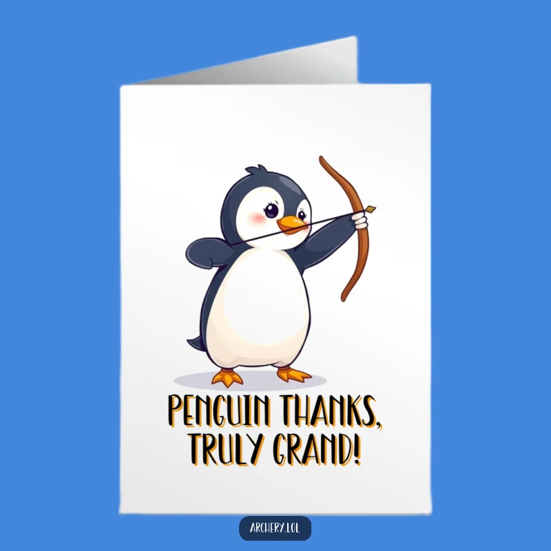 Free Printable Penguin Thank You Card: Funny Archer Animal Gratitude Downloadable
