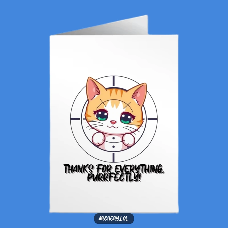 Free Printable Thank You Card: Cat Shooter Gratitude - Funny Thanks Downloadable