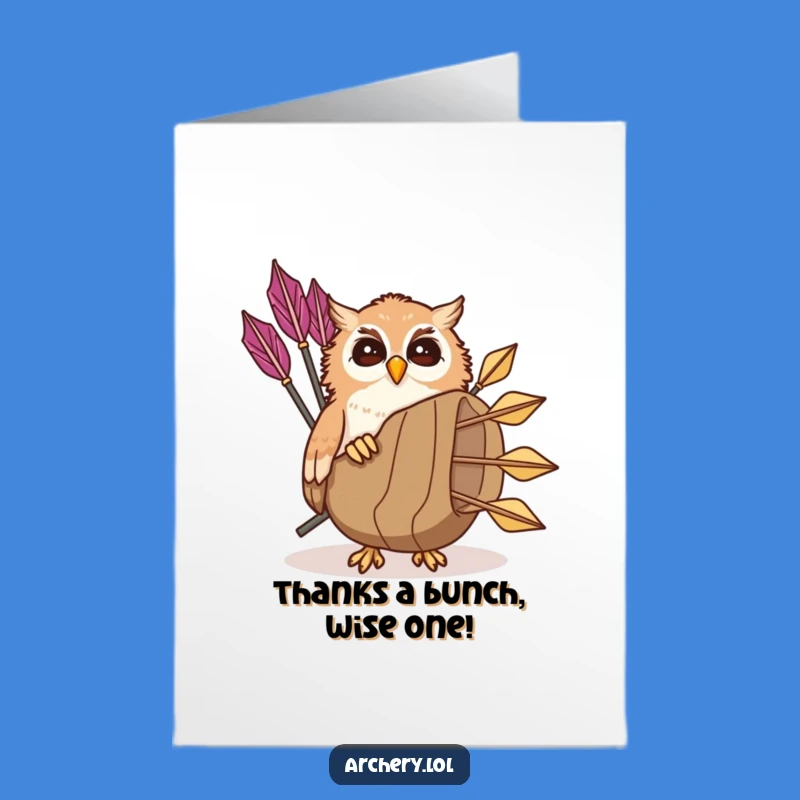 Free Printable Thank You Card Funny Giggling Owl Quiver Arrows Gift