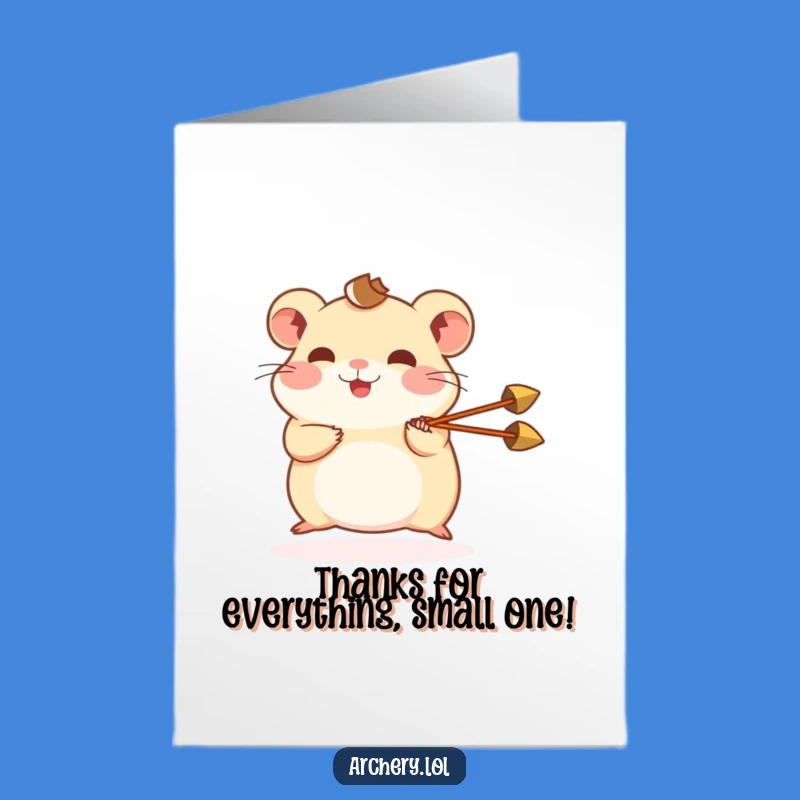 Free Printable Thank You Card: Hamster Archer, Funny Downloadable Gift of Appreciation