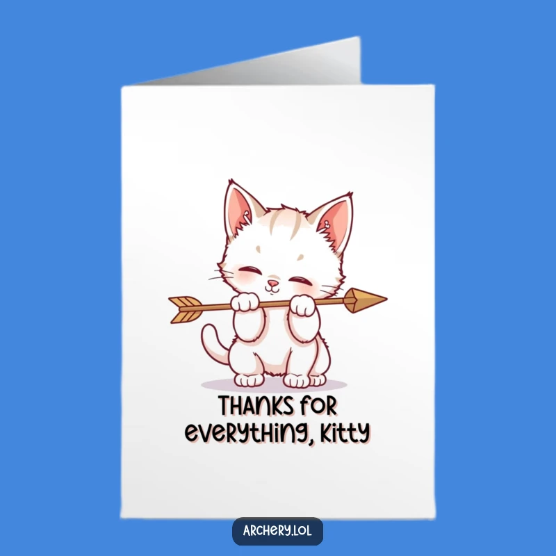 Free Printable Thank You Card: Kitten Arrow Playfulness, Charming Downloadable Humorous Gift