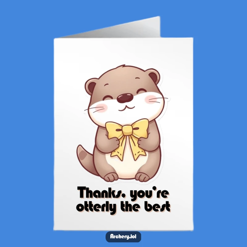 Free Printable Thank You Card: Otter's Calm Bow, Sweet Downloadable Gift
