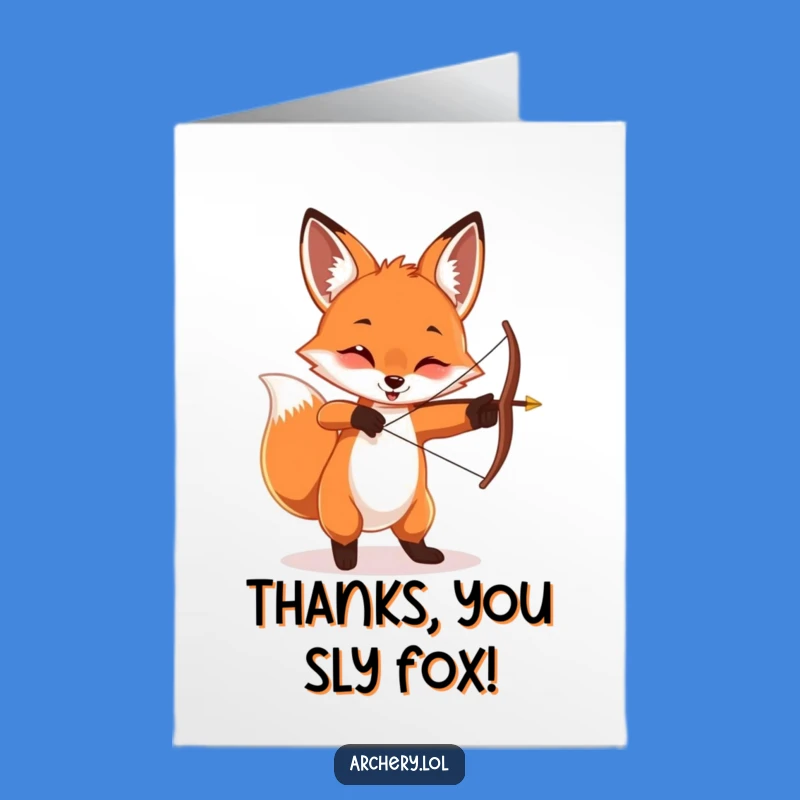 Free Printable Thank You Card: Playful Fox Archery, Fun Downloadable Gift of Thanks