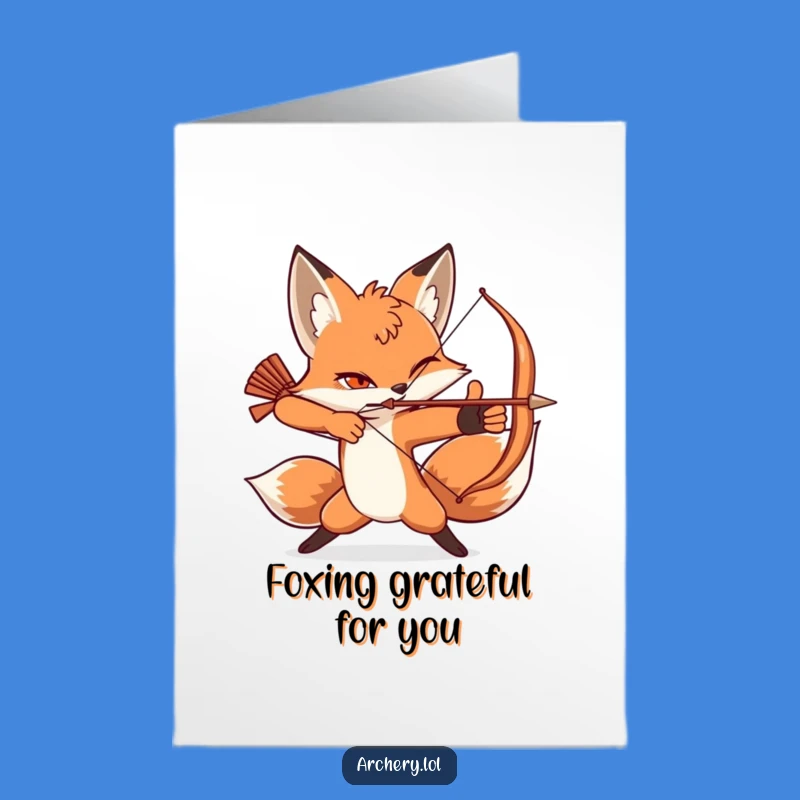 Free Printable Thank You Card: Winking Fox Archer, Sweet Downloadable Gift