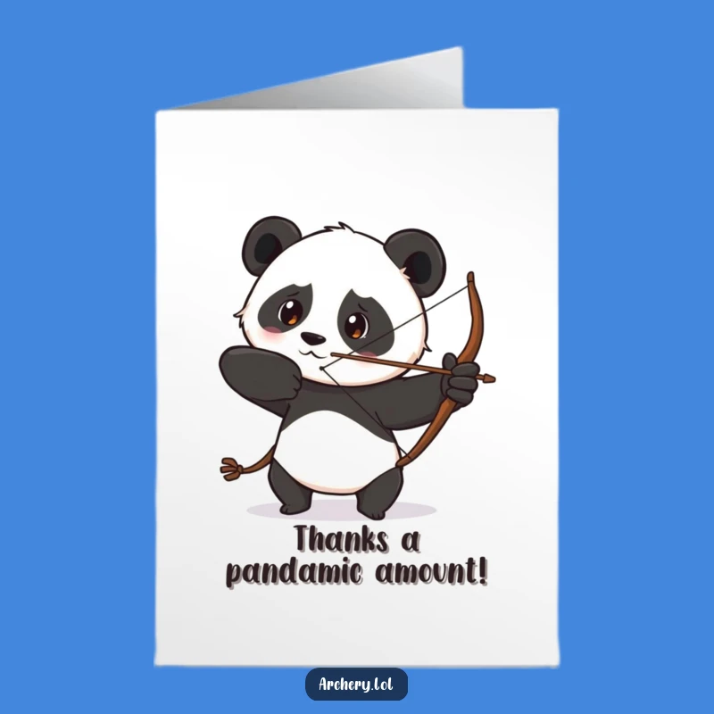 Free Printable Thank You Card: Panda's Focused Bow, Grateful Downloadable Humorous Gift