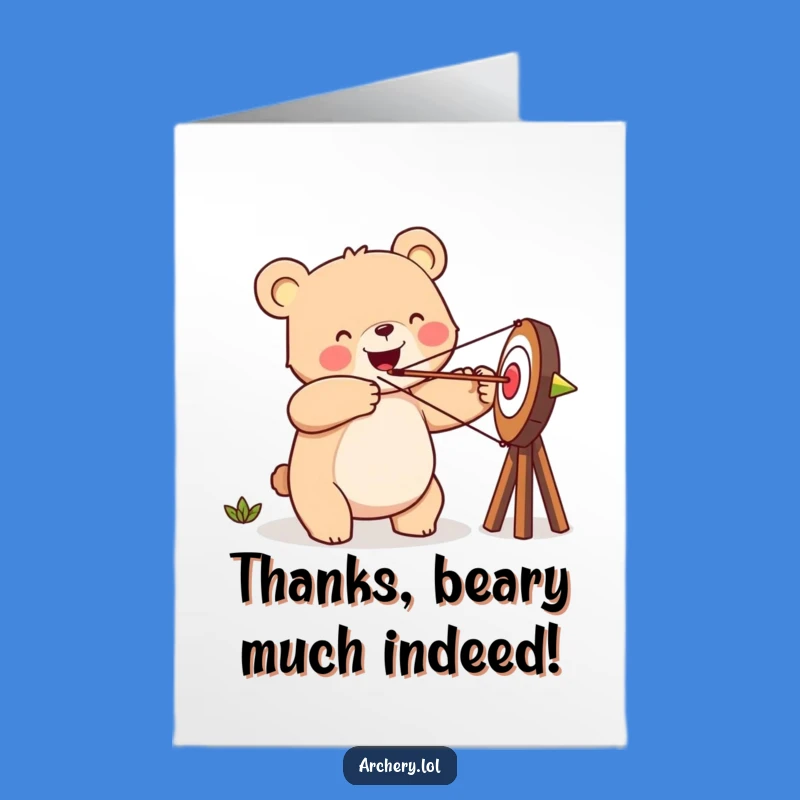 Free Printable Thank You Card: Happy Bear Archery, Fun Downloadable Gift of Gratitude
