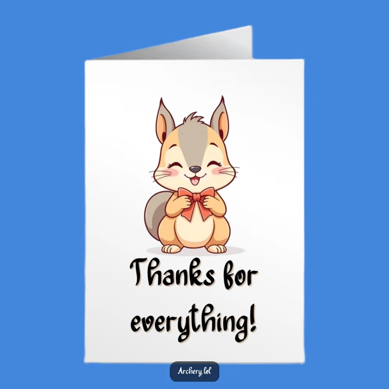 Free Printable Thank You Card: Grinning Squirrel Archer Says Thanks!